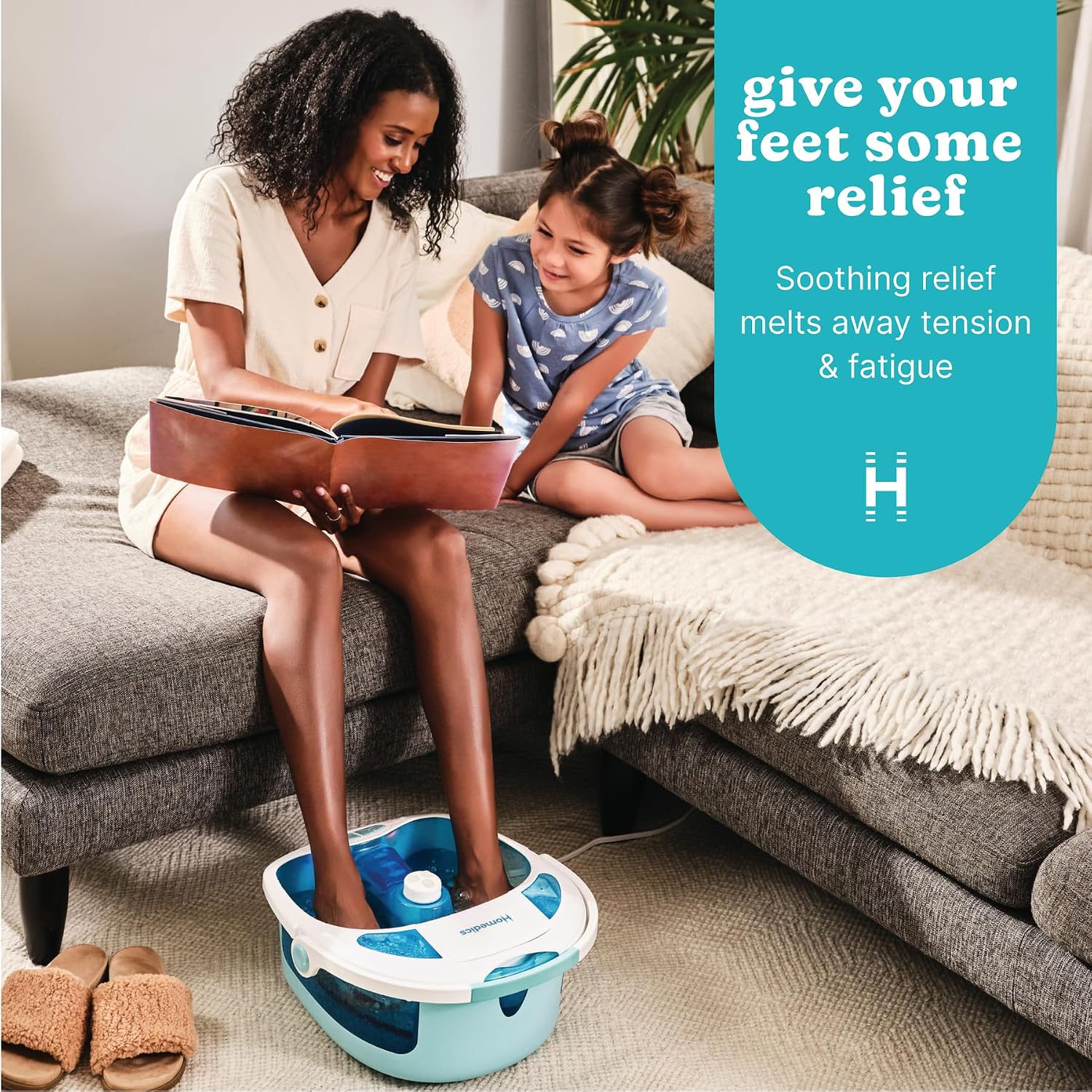 HoMedics Shower Bliss Foot Spa, Shower Massage Water Jets, Pedicure Center with 3 attachments, Toe-Touch Control, FB-625H