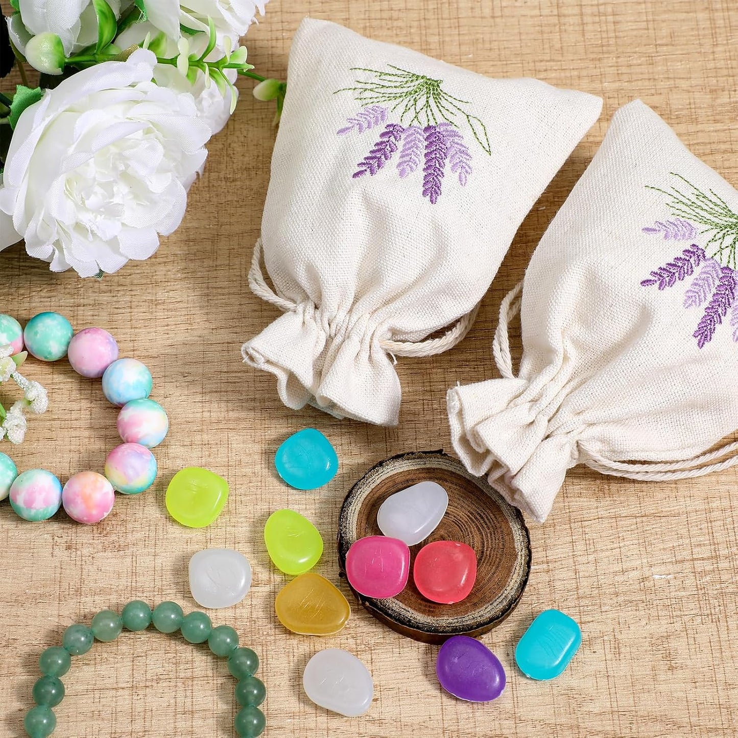 10PCS Small Sachet Bags,Sachet Bags Empty for Lavender with Drawstring, Embroidered Canvas Empty Sachets Bag, for Spices, Jewelry, Candy, Lavender Buds, White