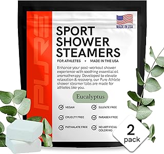 Sport Shower Steamers - USA Made with Natural Eucalyptus Essential Oil, Aromatherapy, Stress and Sinus Relief, Muscle Recovery for Athletes, Best Birthday Presents and Father’s Day Gifts for Runners
