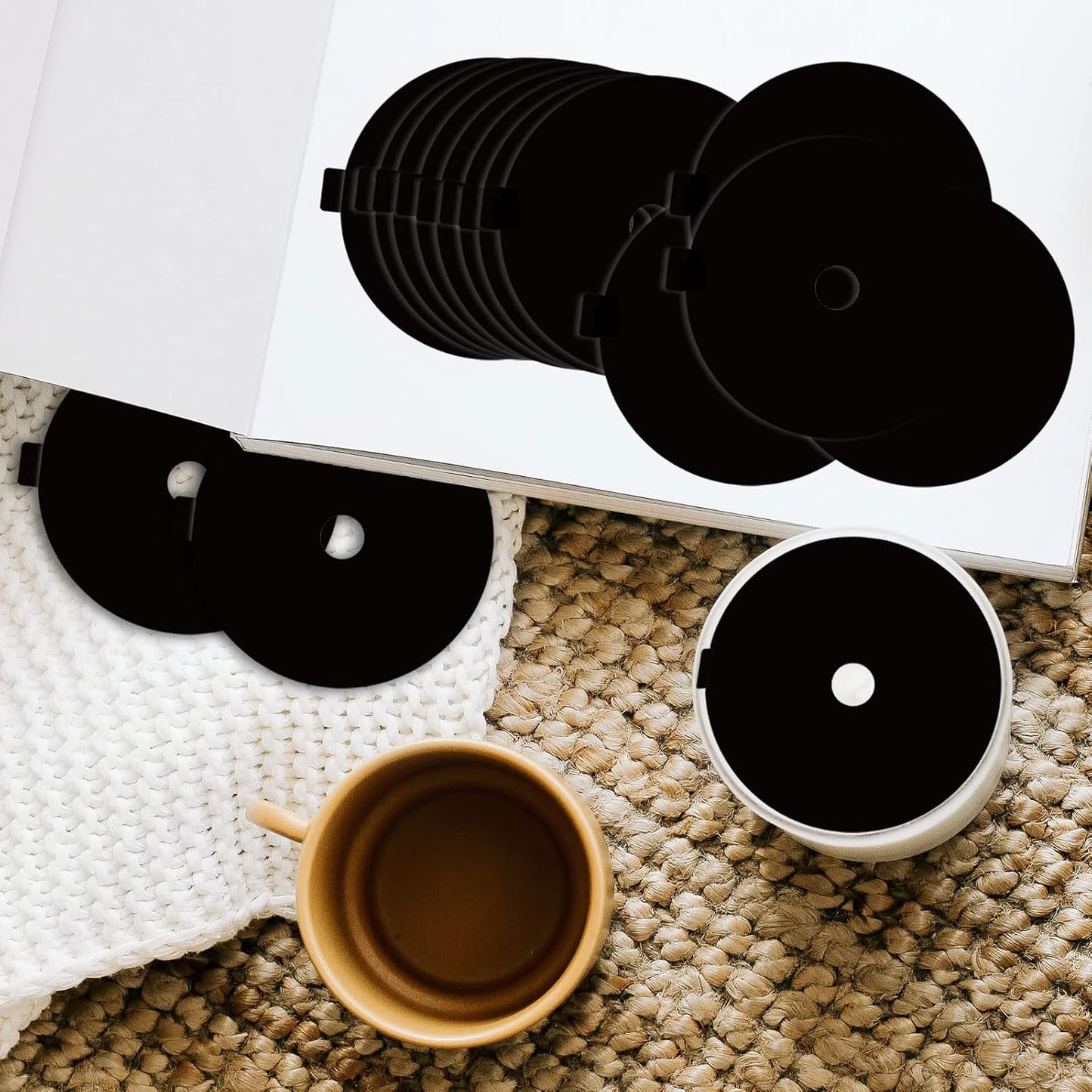 Joyfulmap Candle Dust Covers (100 Pack), Preprinted Black Pull Tab Lids for Craft Decoration, Topper Protection Accessories for Fragrance Candles Making (6.985cm/2.75in)