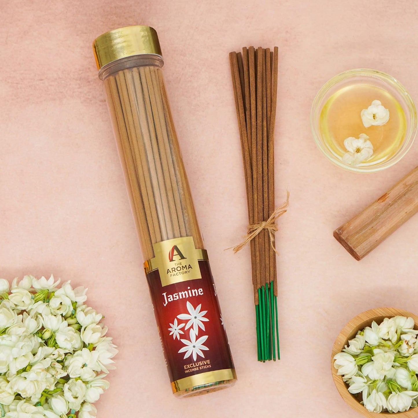 The Aroma Factory Jasmine Charcoal Free Incense Stick, Scented Agarbatti, 100% Herbal Premium Aromatherapy, Meditation Prayer Relaxation, Crafted for Luxury Seekers (100g)