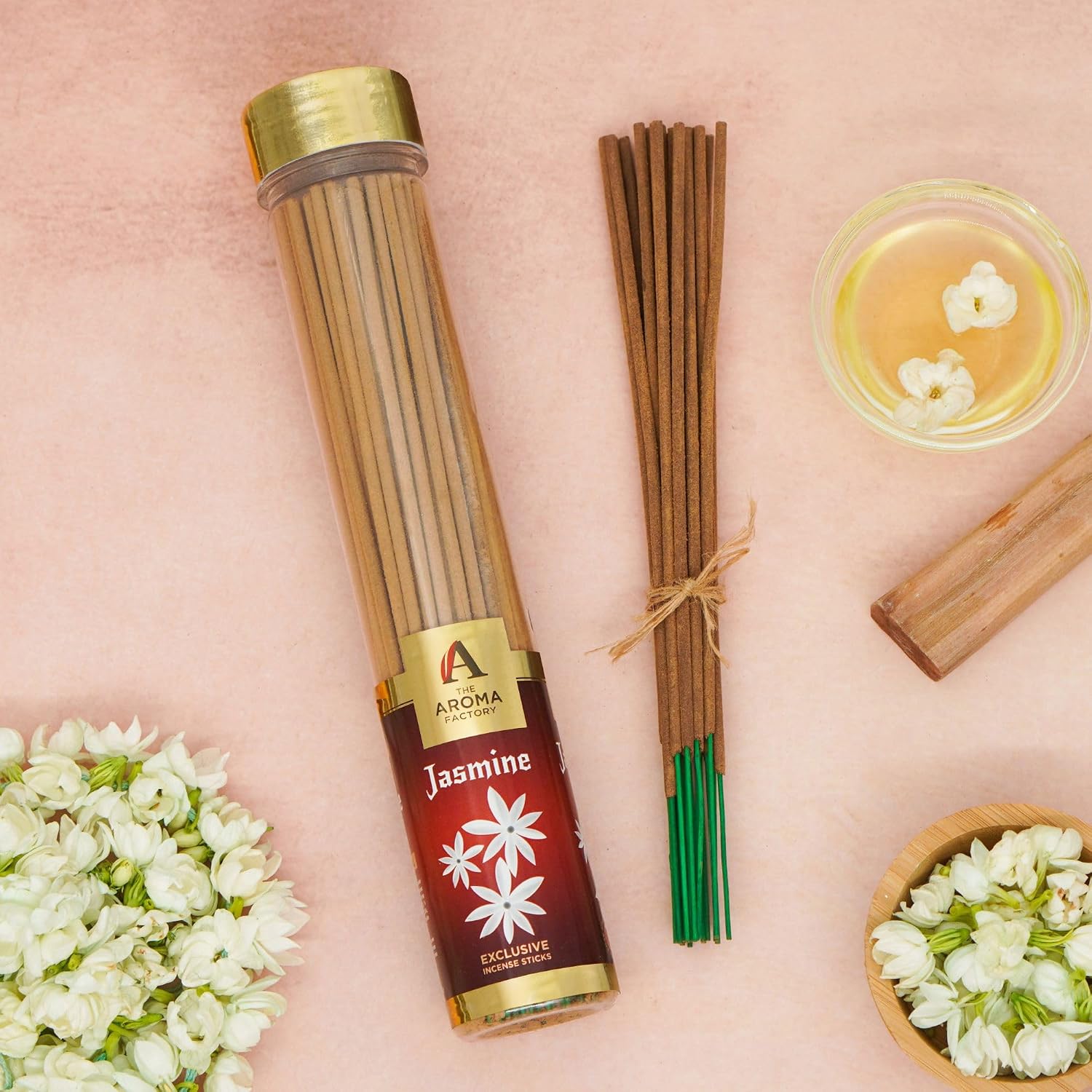 The Aroma Factory Jasmine Charcoal Free Incense Stick, Scented Agarbatti, 100% Herbal Premium Aromatherapy, Meditation Prayer Relaxation, Crafted for Luxury Seekers (100g)
