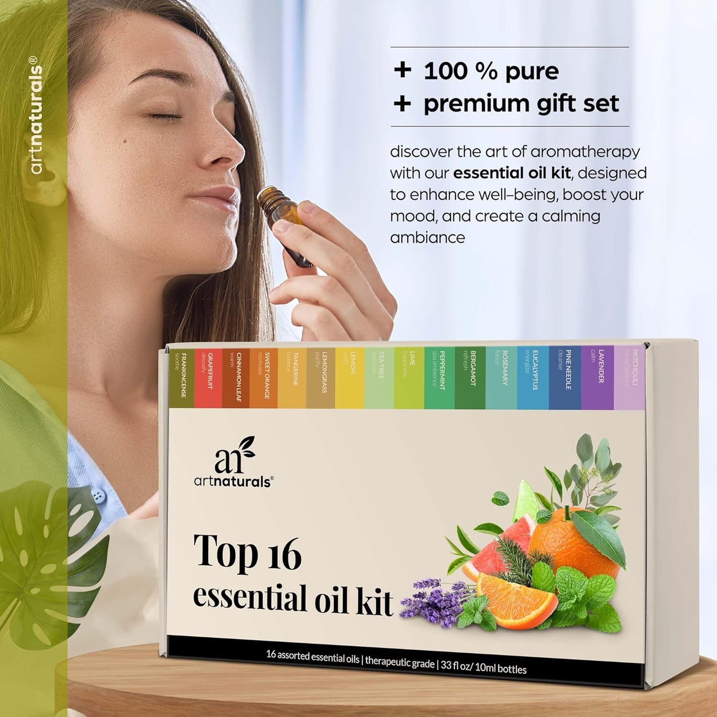 ArtNaturals Aromatherapy Essential Oil Set - 100% Pure of the Highest Therapeutic Grade - Premium Gift Set (Top 16 Essential Oils)
