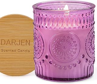 DARJEN Lavender Candles for Home- 5.3oz 35H Natural Soy Wax Aromatherapy Jar Candle with Strong Scent, Decorative Aesthetic Candles for Relax, Bedside, Laundry Room, Luxury Gift for Women