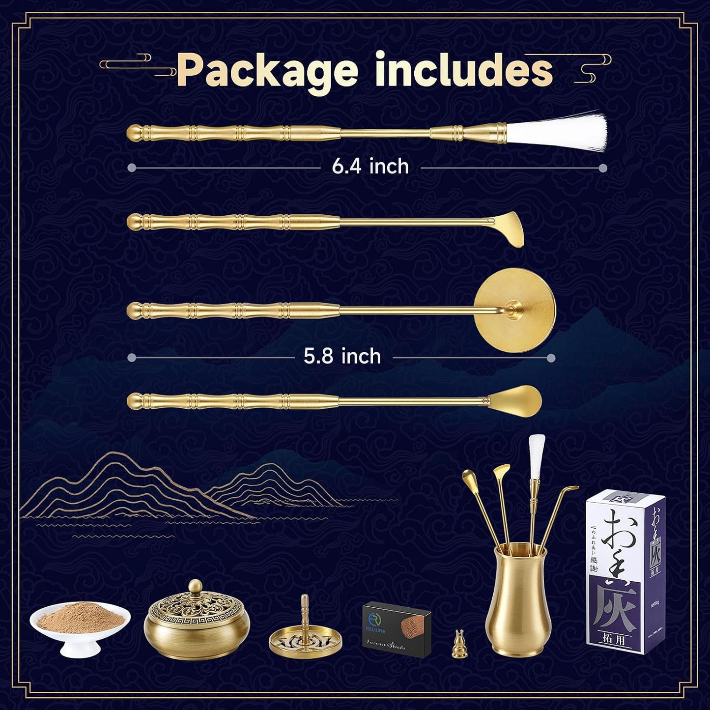 Chinese Incense Burner Kit with Incense Powder & Charcoal | All-in-One Agarwood/Sandalwood Set for Meditation, Yoga, Home | Premium Spiritual Relaxation Gift