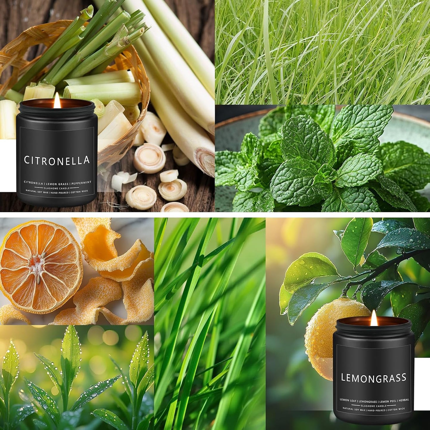 Citronella Candles Outdoor, Scented Candles Soy Jar Candle for Outdoor Patio Indoor Home Scented - Citronella/Lemon Eucalyptus/Lemongrass/Sage & Citrus, Gifts for Father Dad & Men (7oz - 4 Pack)