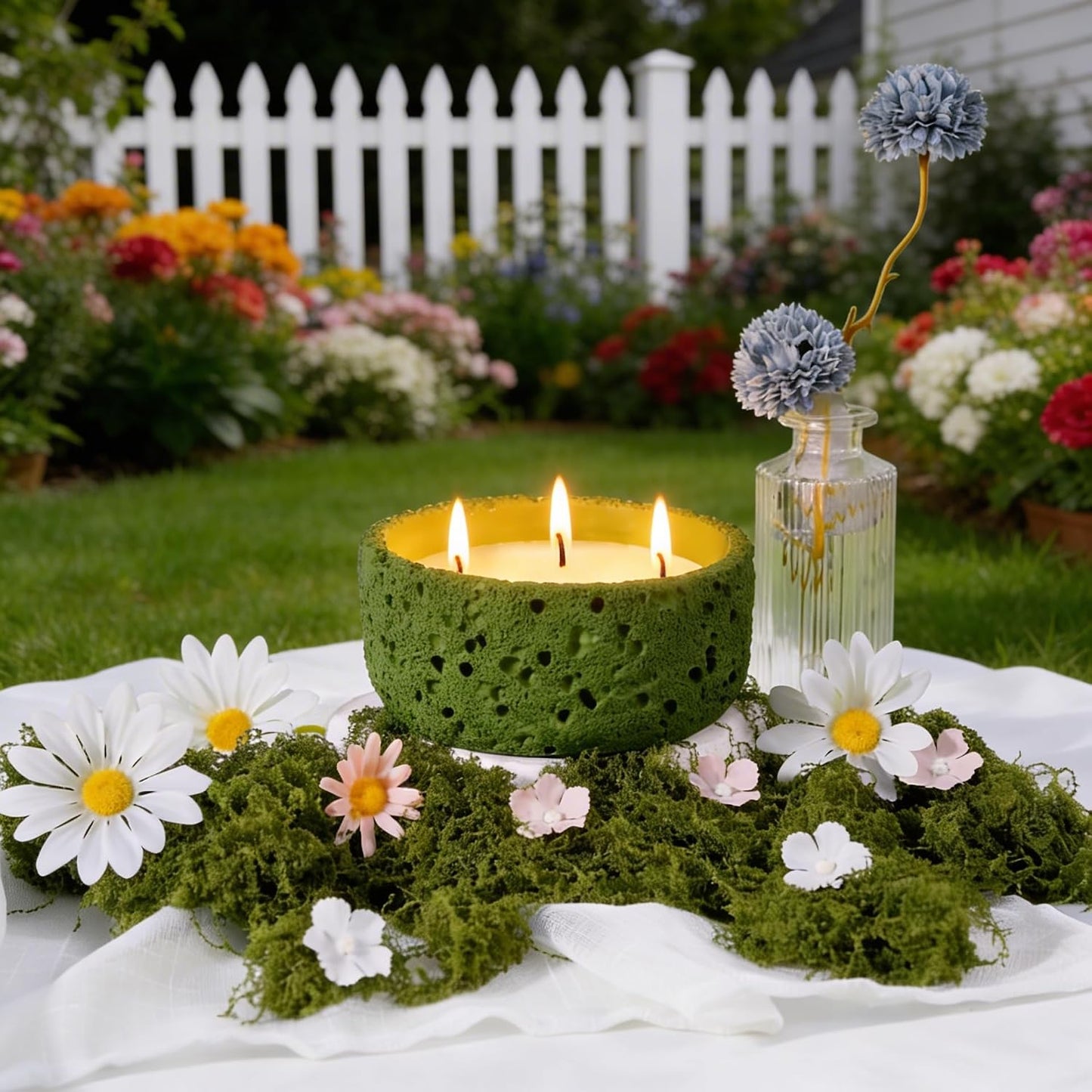 Viyffo 20oz Large Scented Candle – Woodland Breeze, 3 Wick Non Toxic Soy Candles for Women and Men, Elegant Matte Green Ceramic Jar, Luxury Home Fragrance, Elegant Outdoor Décor & Spring Gift
