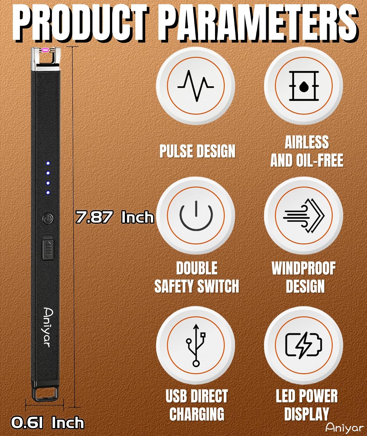 Christmas Stocking Stuffers - 3 Pack Electric Lighter, Birthday Gifts for Women Mom Men Wife Sister, Rechargeable USB Arc Long Candle Lighters for Candle Camping BBQ Black/Rose/Silver