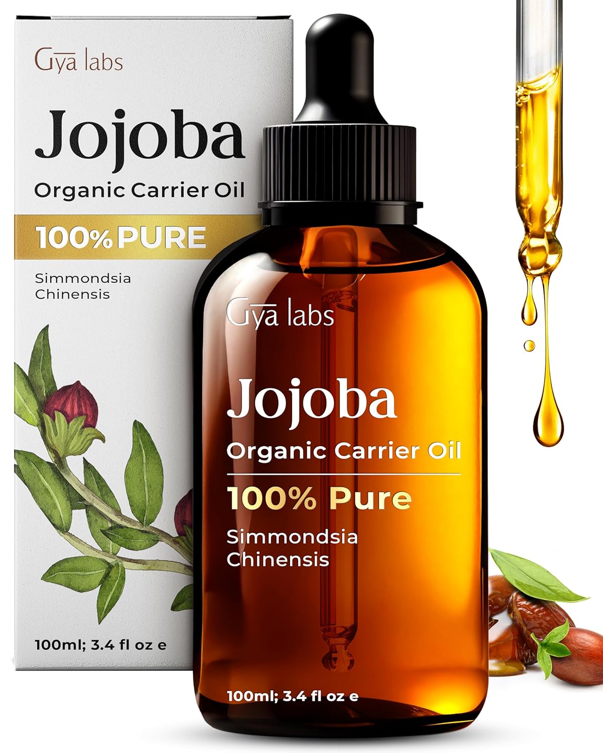 Gya Labs Jojoba Oil for Hair (100ml) & Ylang Ylang Essential Oil for Skin (10ml) Set - Aromatherapy Grade Essential Oils Set