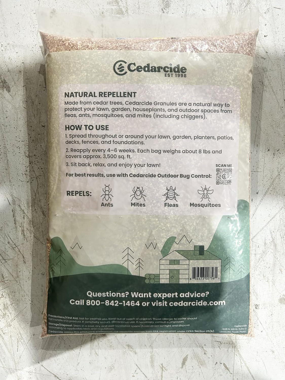 Cedarcide Lawn, Home & Garden Cedar Granules | Repels Fleas, Ants, Spiders & Mosquitoes | Smells Great, Easy to Use | Family & Pet Safe | 2 Bags (16 Lbs)