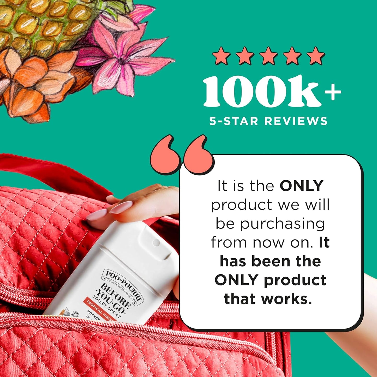 Poo-Pourri Before-You-Go Pocket Toilet Spray, Travel Essentials, Tropical Hibiscus, 1 Fl Oz, Up to 50 Uses, On-The-Go Bathroom Odor Deodorizer with Essential Oils, TSA Approved Size, Hibiscus, Apricot