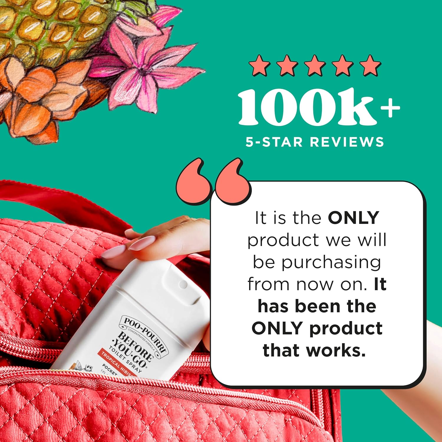 Poo-Pourri Before-You-Go Pocket Toilet Spray, Travel Essentials, Tropical Hibiscus, 1 Fl Oz, Up to 50 Uses, On-The-Go Bathroom Odor Deodorizer with Essential Oils, TSA Approved Size, Hibiscus, Apricot