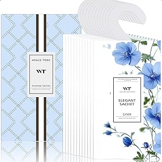WEALD TRIBE 12 Packs Large-Bag Fresh Linen Scented Sachets for Closet and Drawer Deodorizer Home Fragrance | Air Freshener Long Lasting Large Sachets Bags Hanging