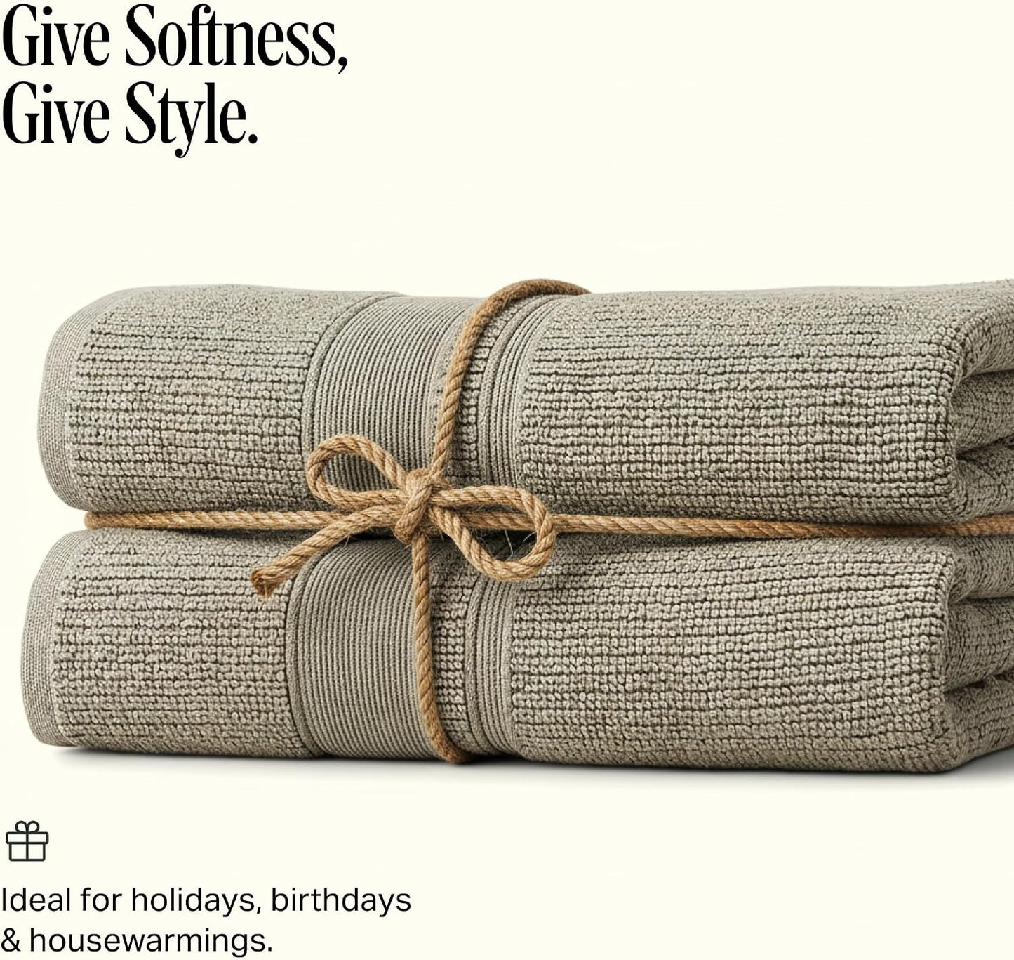 Preston Lane Douro Hand Towel Set – 2 Pack Luxury Cotton Towels, Ultra Soft & Absorbent, Quick-Dry Spa-Quality Bathroom Towels, Made in Portugal, Eucalyptus - 18.5 x 27.5