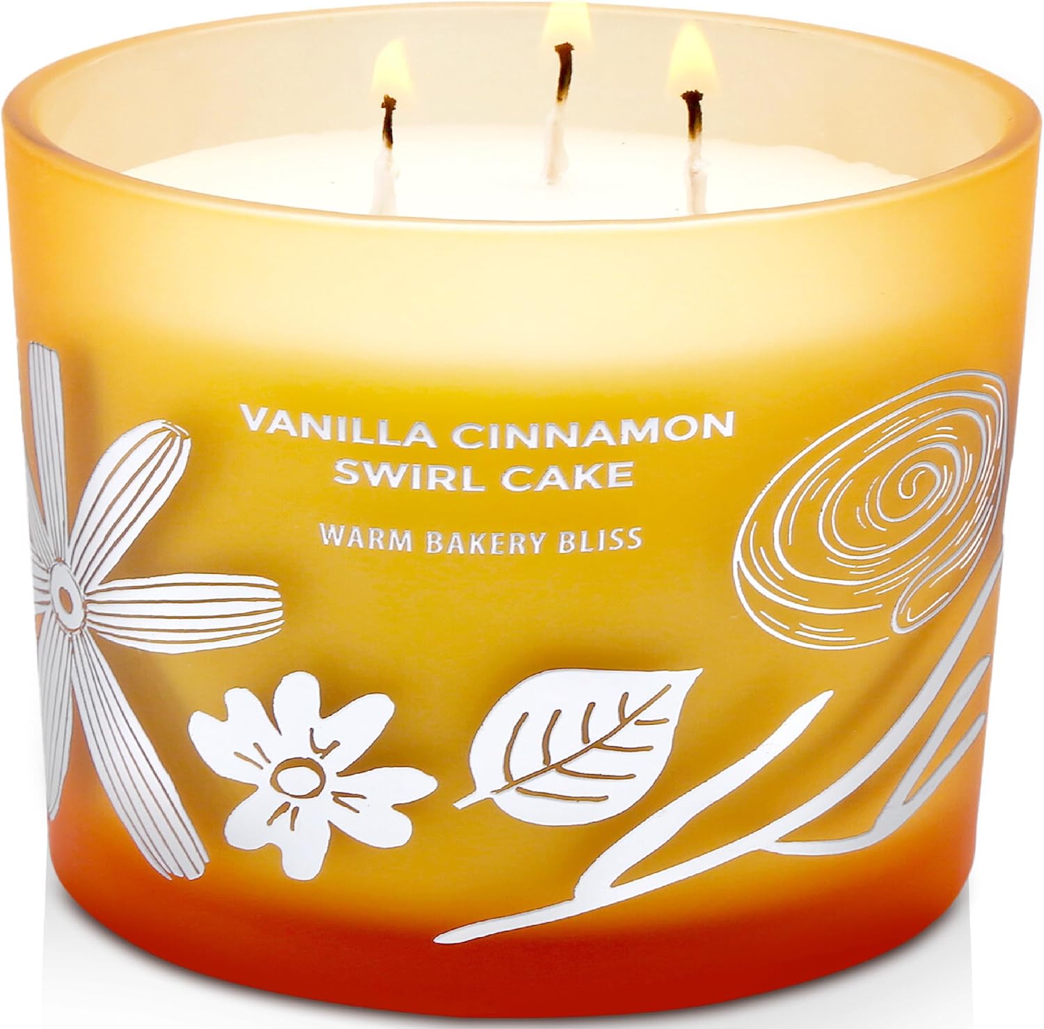 Vanilla Cinnamon Swirl Cake Candle | Large 3 Wick Scented Soy Candle for Home | 14.5oz Cinnamon Sugar Vanilla Bakery Candle | Warm Cake Batter Candles | Long Lasting Clean Burn | Gift for Women & Men