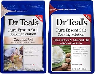 Dr Teal's Epsom Salt Bath Combo Pack (6 lbs Total), Nourish and Protect with Coconut Oil, and Soften & Moisturize with Shea Butter & Almond Oil
