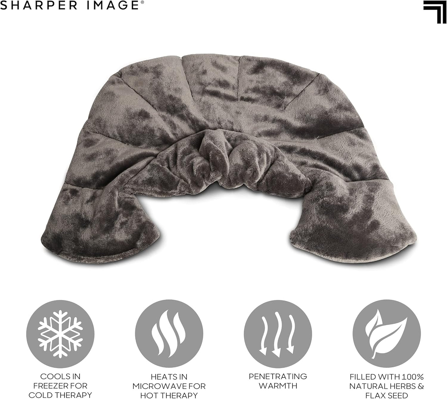 Sharper Image Heated Neck & Shoulder Wrap - Microwavable Warm & Cooling Plush Pad, Scented Aromatherapy (100% Natural Lavender & Herb Spa Blend), Pain Tension Headache Relief Therapy, Gift for Women