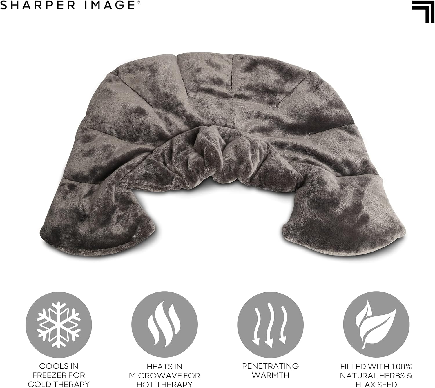 Sharper Image Heated Neck & Shoulder Wrap - Microwavable Warm & Cooling Plush Pad, Scented Aromatherapy (100% Natural Lavender & Herb Spa Blend), Pain Tension Headache Relief Therapy, Gift for Women