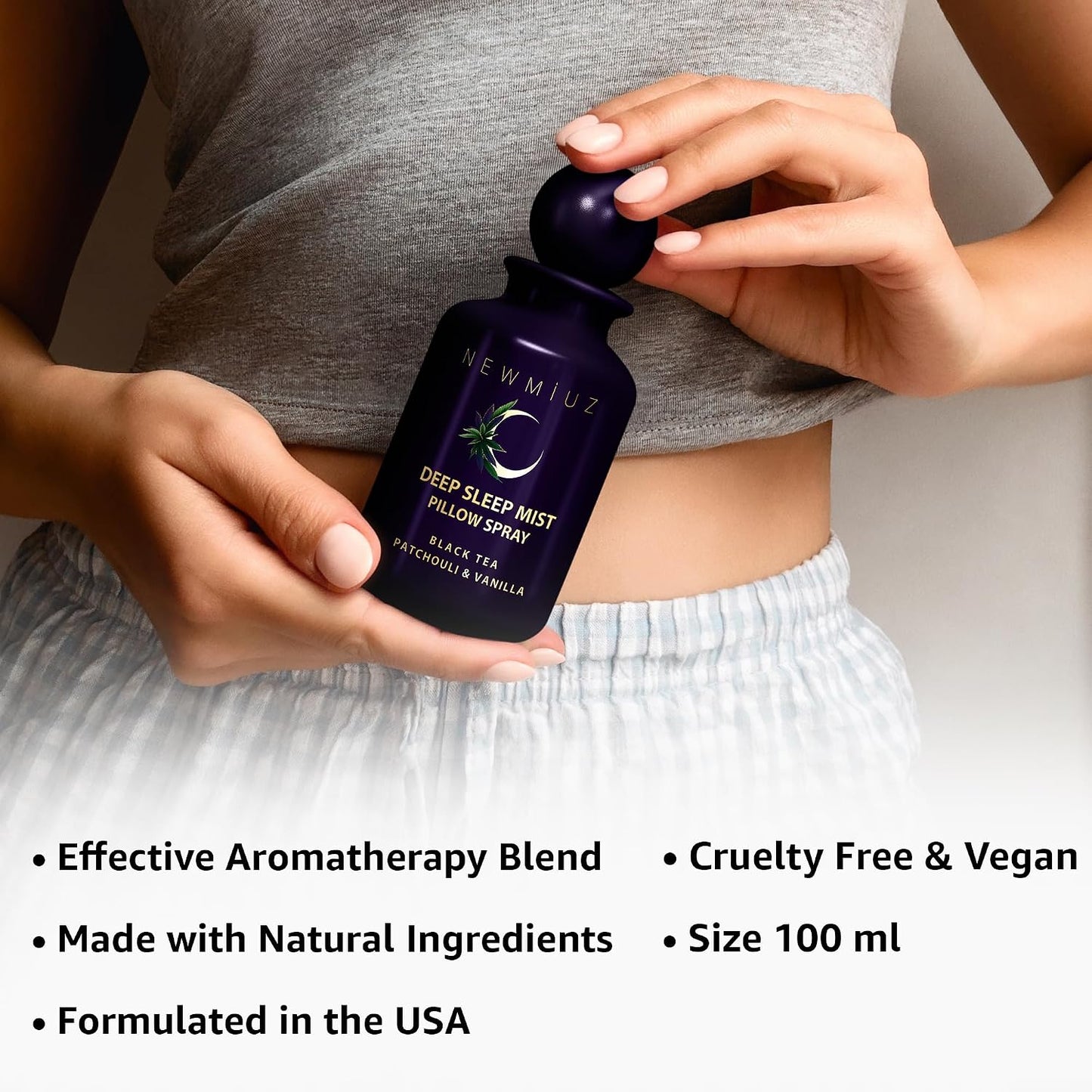 Deep Sleep Pillow Spray Natural Aromatherapy Mist for Sleep Relaxation Calming Stress Relief Patchouli Black Tea Vanilla Essential Oils Self Care Gift