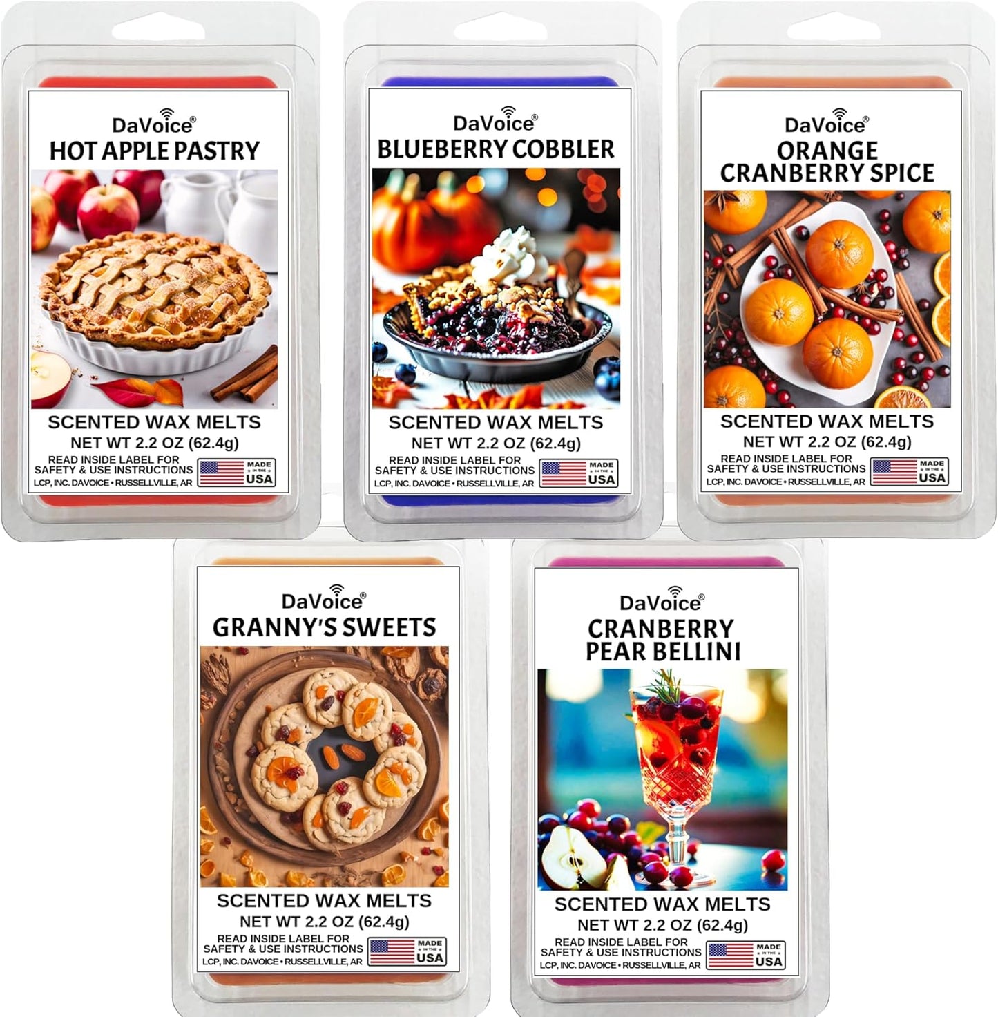 Fall Wax Melts Wax Cubes 5 Pack - Orange Cranberry Blueberry Apple Wax Melts Fall Scents, Soy Blend Fall Scented Wax Melts, Cookie Food Wax Melts (30 Cubes, 11 oz, Thanksgiving Wax Melts Variety Pack)