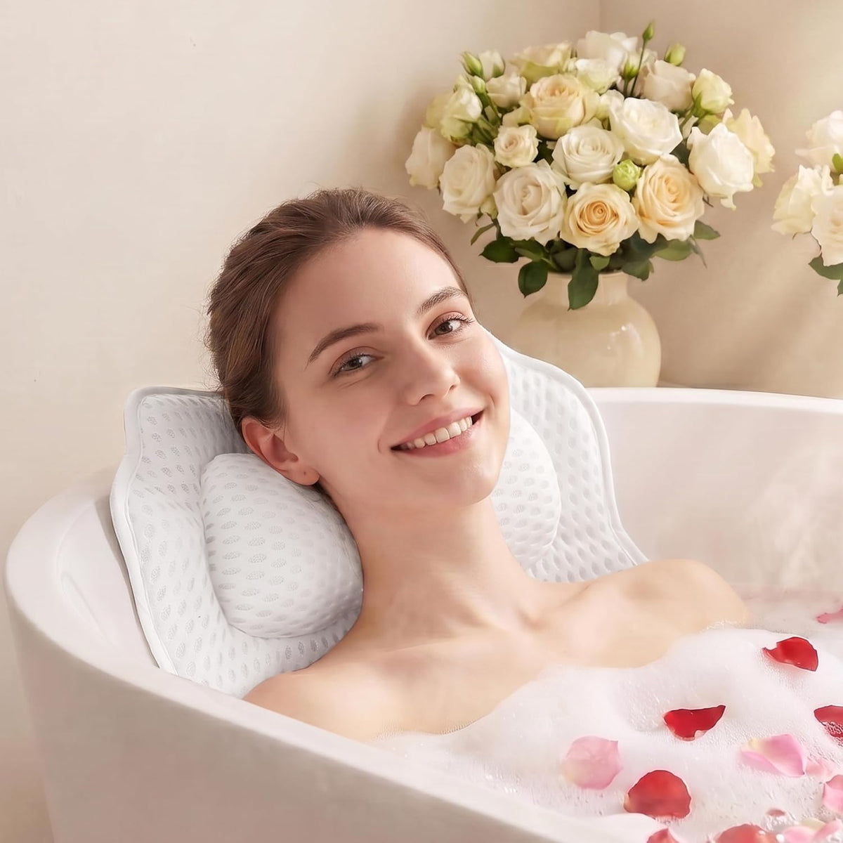 Bath Pillows for Tub, 4D Mesh Bathtub Pillow for Neck, Back &amp; Head Support