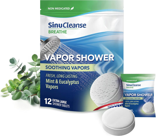 SinuCleanse Vapor Shower Steamers XL Tablets, Eucalyptus &amp; Mint, 12 Pack