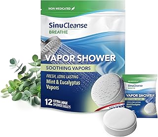 Sinucleanse Vapor Shower Steamers, All Natural Eucalyptus & Mint Aromatherapy, 12 Extra Large Vapor Shower Tablets, Relaxation and Spa Gifts for Women and Men, Made in USA