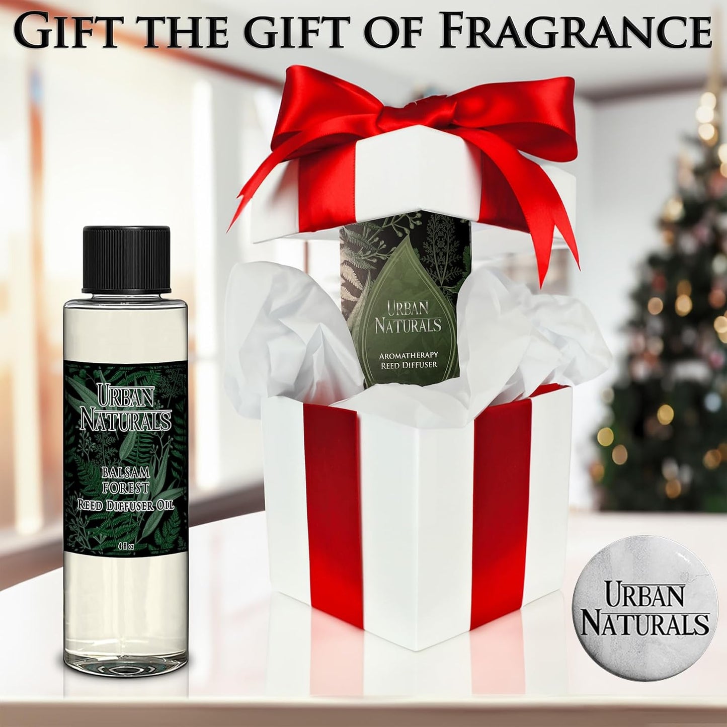 Urban Naturals Reed Diffuser Oil Refill White Tea & Sage, Sparkling Bergamot, Fresh Sage, 4 oz + Free Reed Sticks, Made in the USA