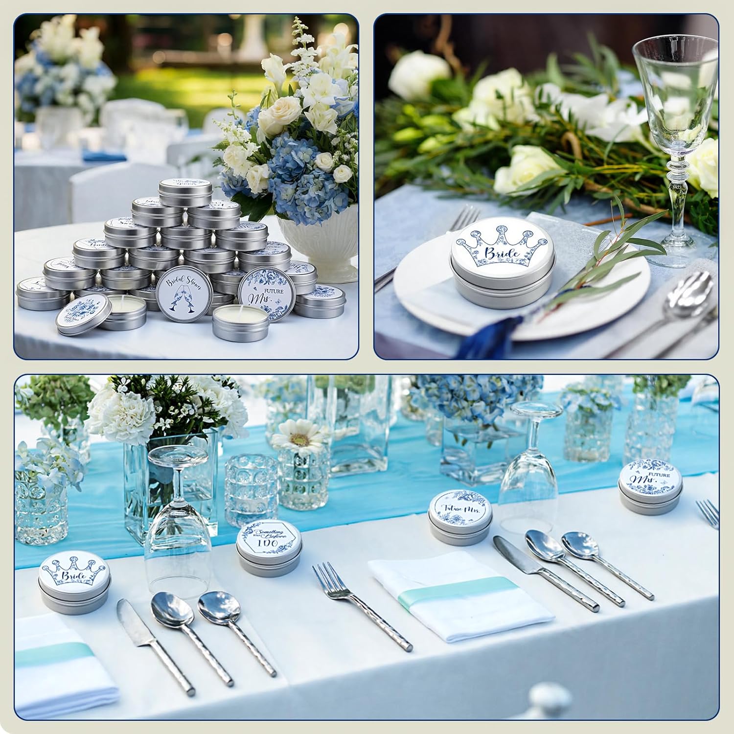 Treela 24 Pcs Something Blue Before I Do Candles Favors Lavender Scented Candle Tins with Lids Floral Candle Gift Favors for Something Blue Bridal Shower Bachelorette Engagement Wedding Party