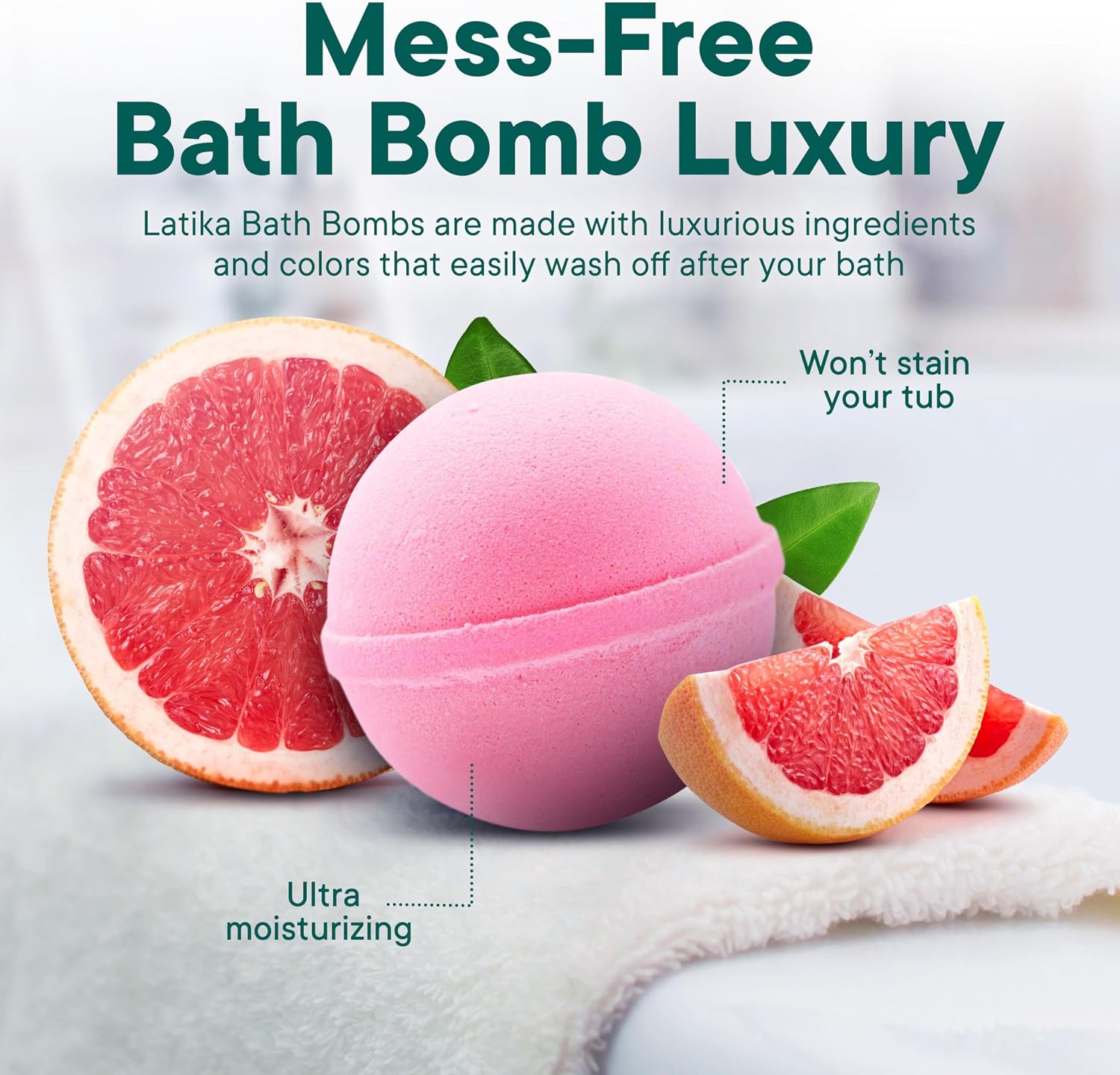 Latika Pink Classic Bath Bomb Princess - Jasmine, Citrus Peel, Ginger Tea, and Nutmeg (3 Pack)