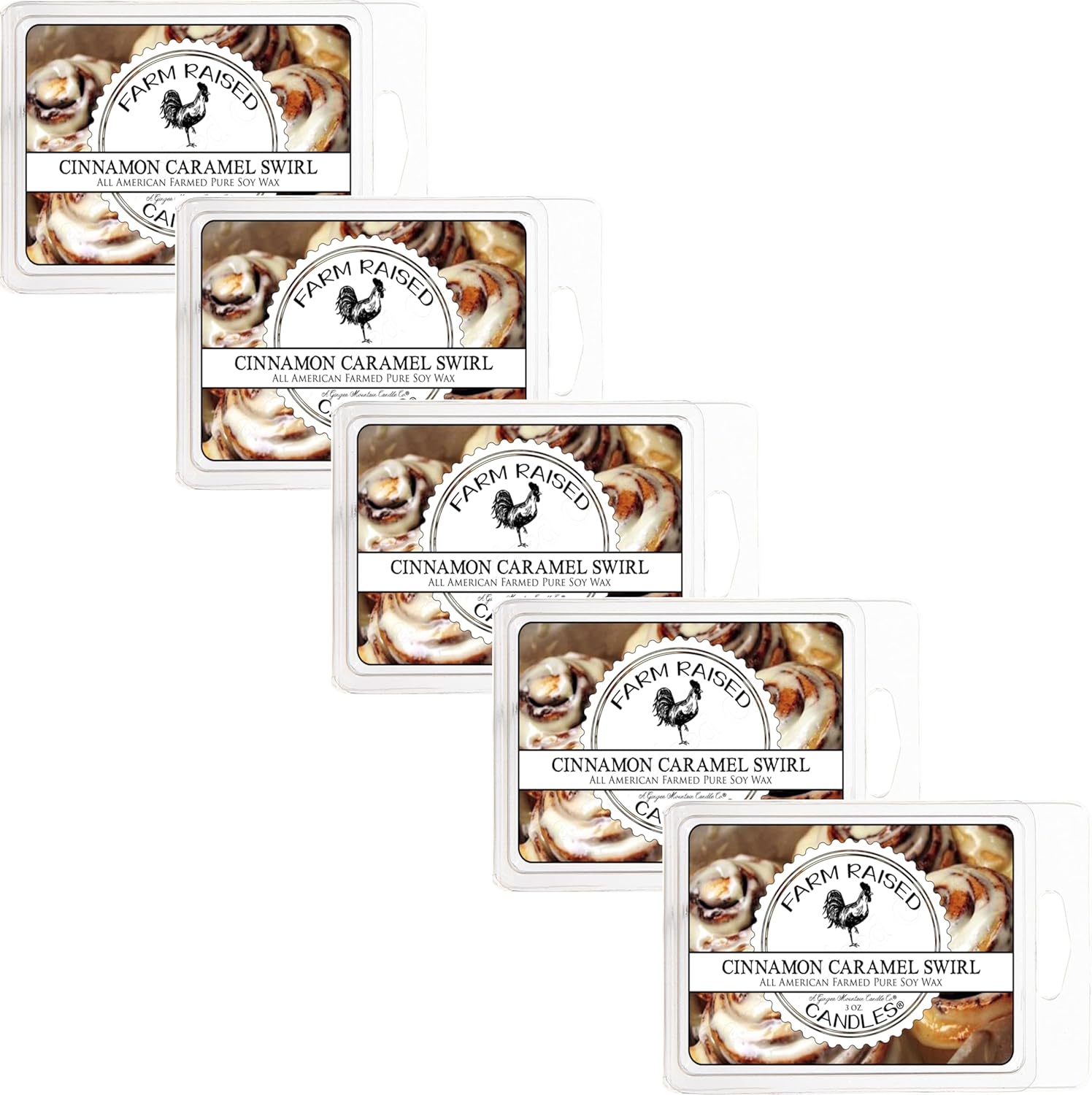 USA 100% American Farmed - Soy Wax Melts – [Parent], 5 Pack Single Scent (Cinnamon Caramel Swirl)