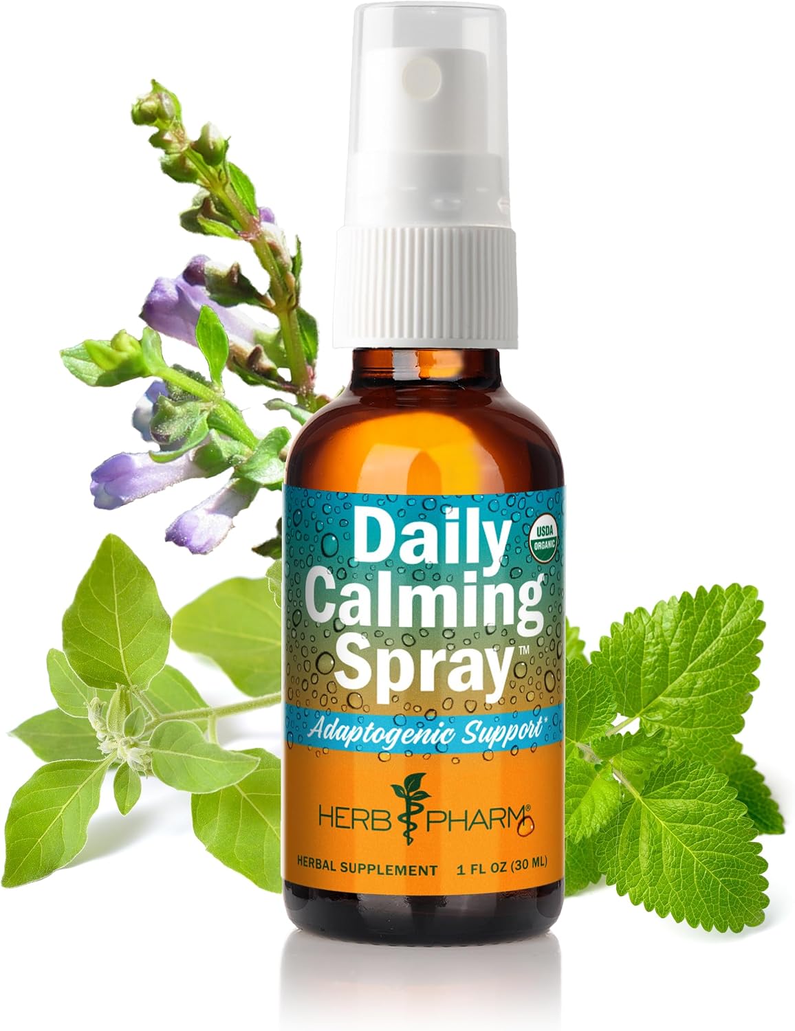 Herb Pharm Herbs on The Go Certified Organic Daily Calming Portable Spray, Adaptogenic Support*, 1 Ounce