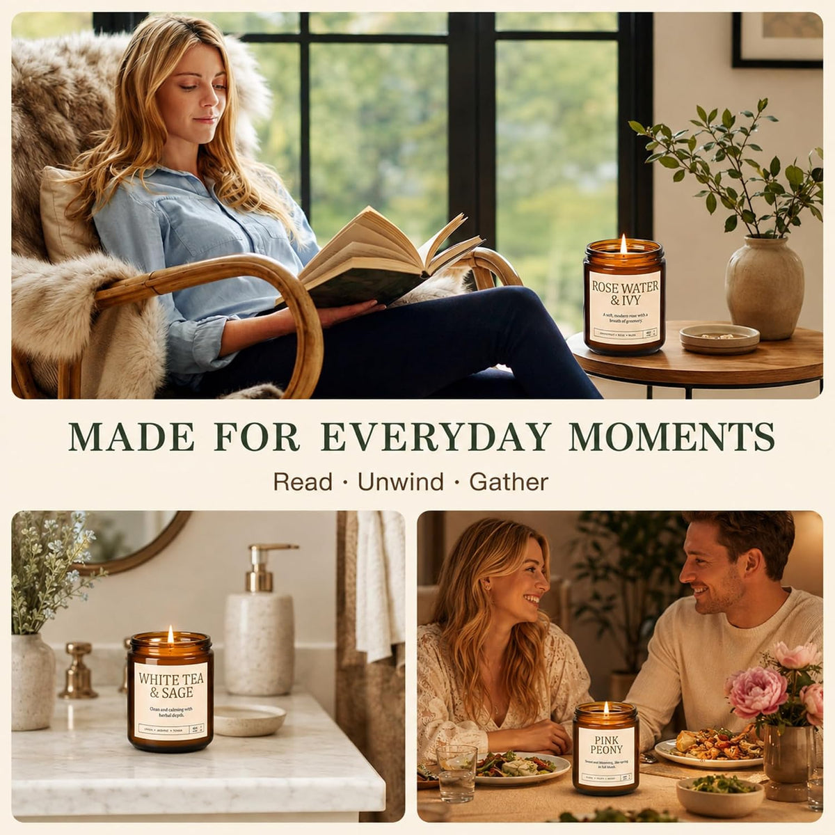 Scented Candles for Women, 4 Pack Soy Jar Candles, 28 oz Total