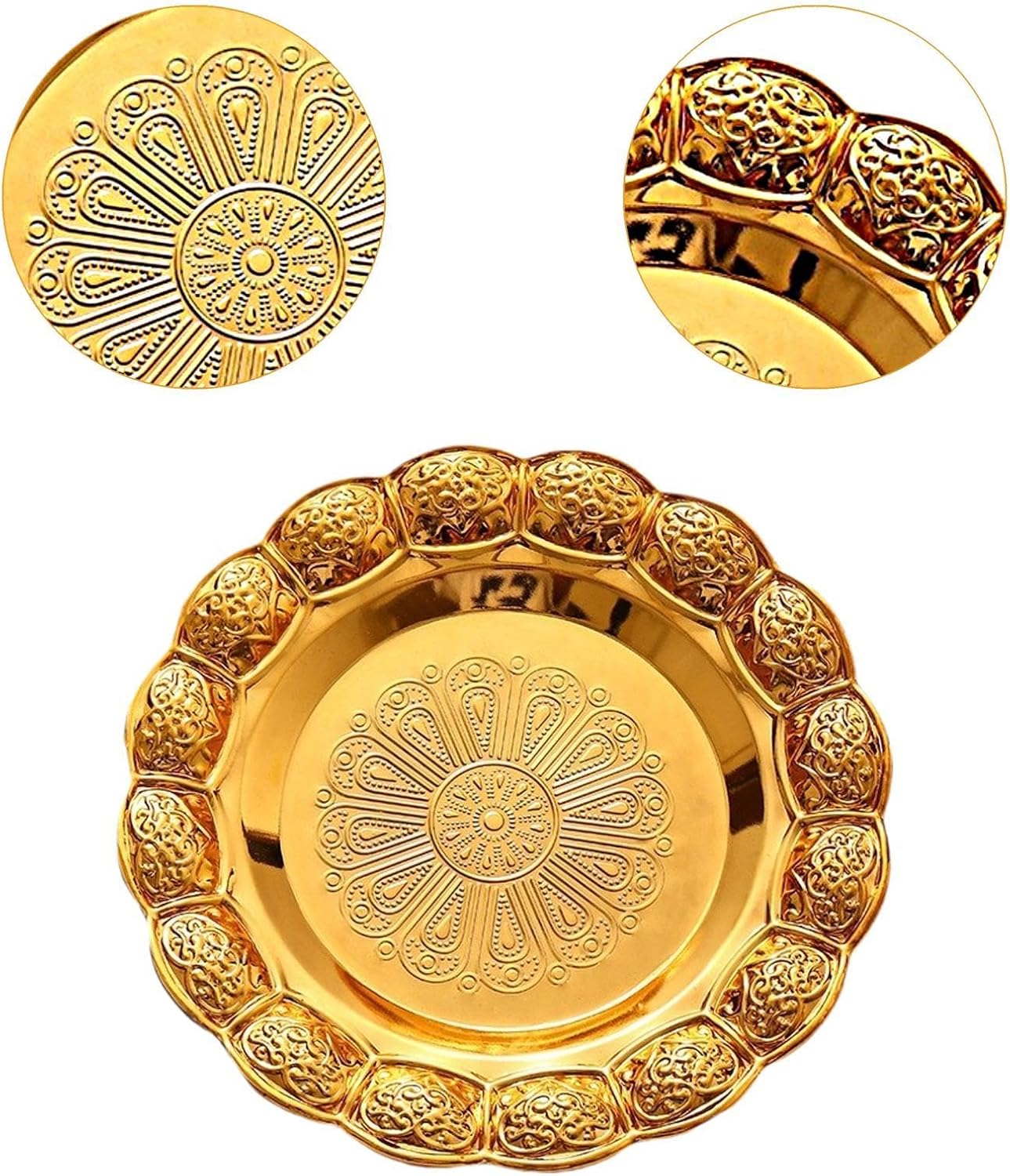 Round Serving Tray Organizer Candle Holder Iron Decorative Platter Suitable for Bedroom Entrance Living Room Cafe15cm