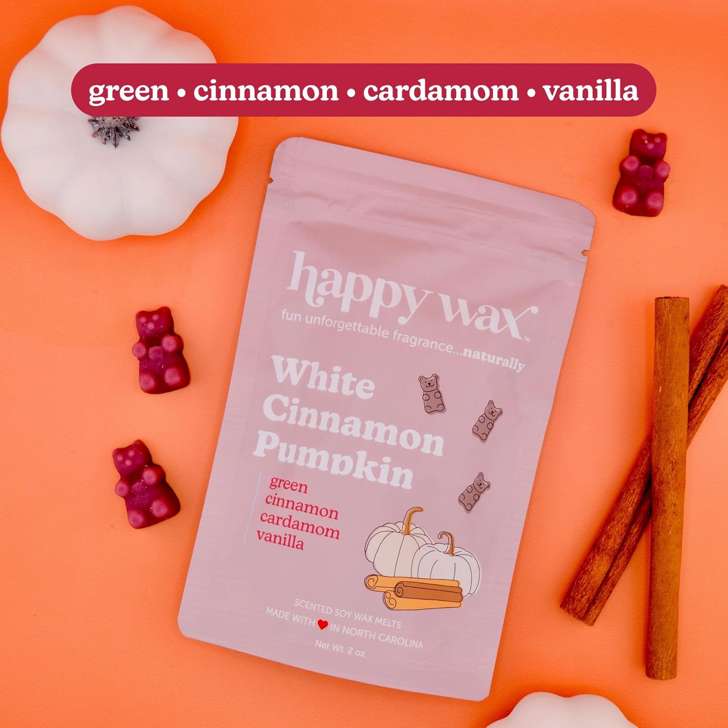 Happy Wax Cozy Pumpkin Collection: Natural, Non-Toxic Scented Soy Wax Melts – Total 6oz Variety Pack: Pumpkin Cashmere, White Cinnamon Pumpkin, Pumpkin Souffle