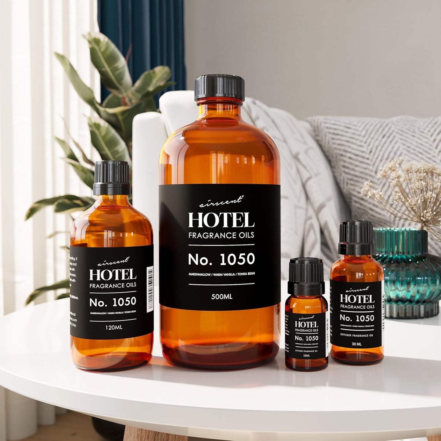 AirScent Warm Vanilla Hotel Diffuser Oil No. 1050 - Marshmallow Vanilla Tonka Bean - Premium Fragrance Oil for Ultrasonic and Waterless Diffusers and Crafting - 10 mL, 0.34 fl oz Dropper Bottle