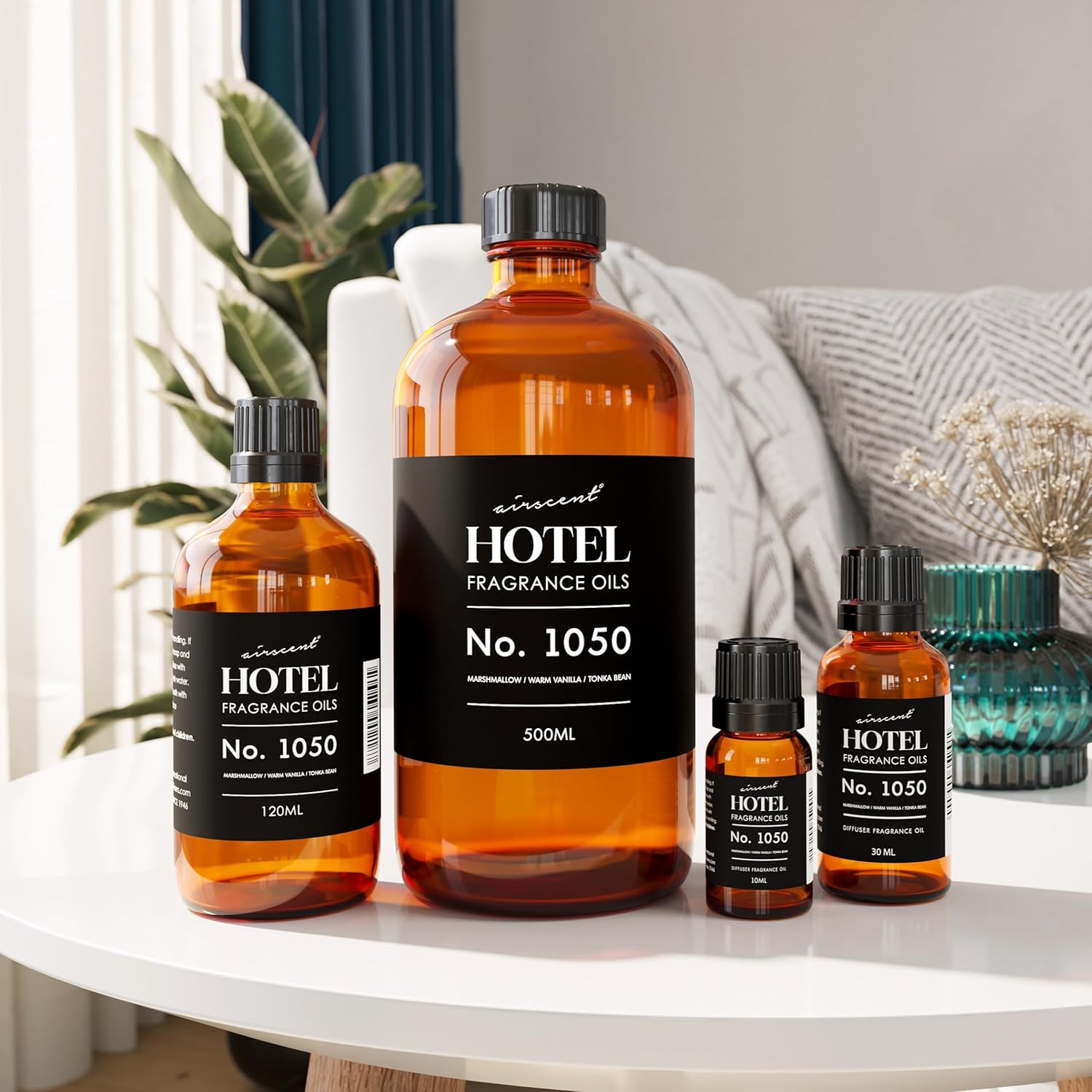 AirScent Warm Vanilla Hotel Diffuser Oil No. 1050 - Marshmallow Vanilla Tonka Bean - Premium Fragrance Oil for Ultrasonic and Waterless Diffusers and Crafting - 10 mL, 0.34 fl oz Dropper Bottle