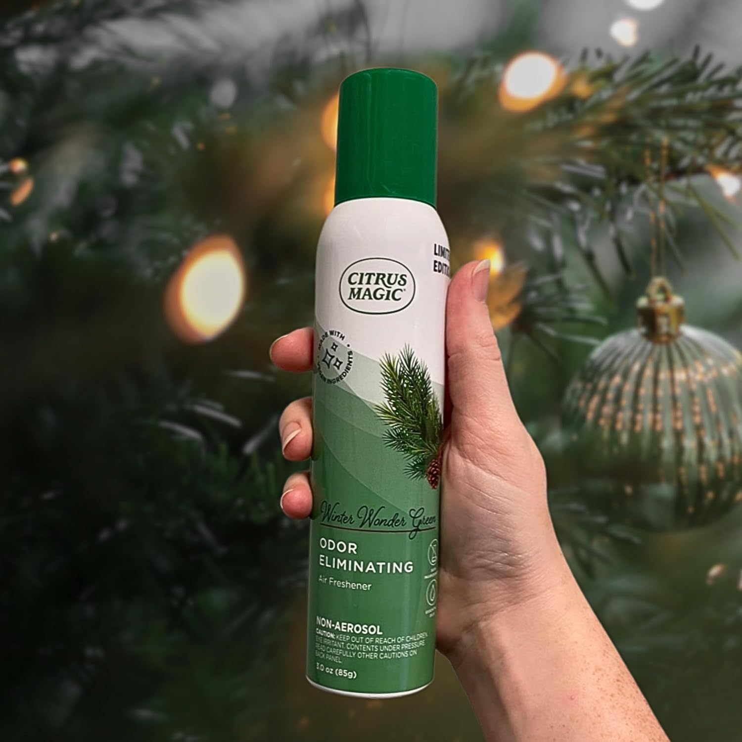 Citrus Magic Holiday Odor Eliminating Air Freshener Spray, Winter Wonder Green, 3-Ounce, Pack of 3