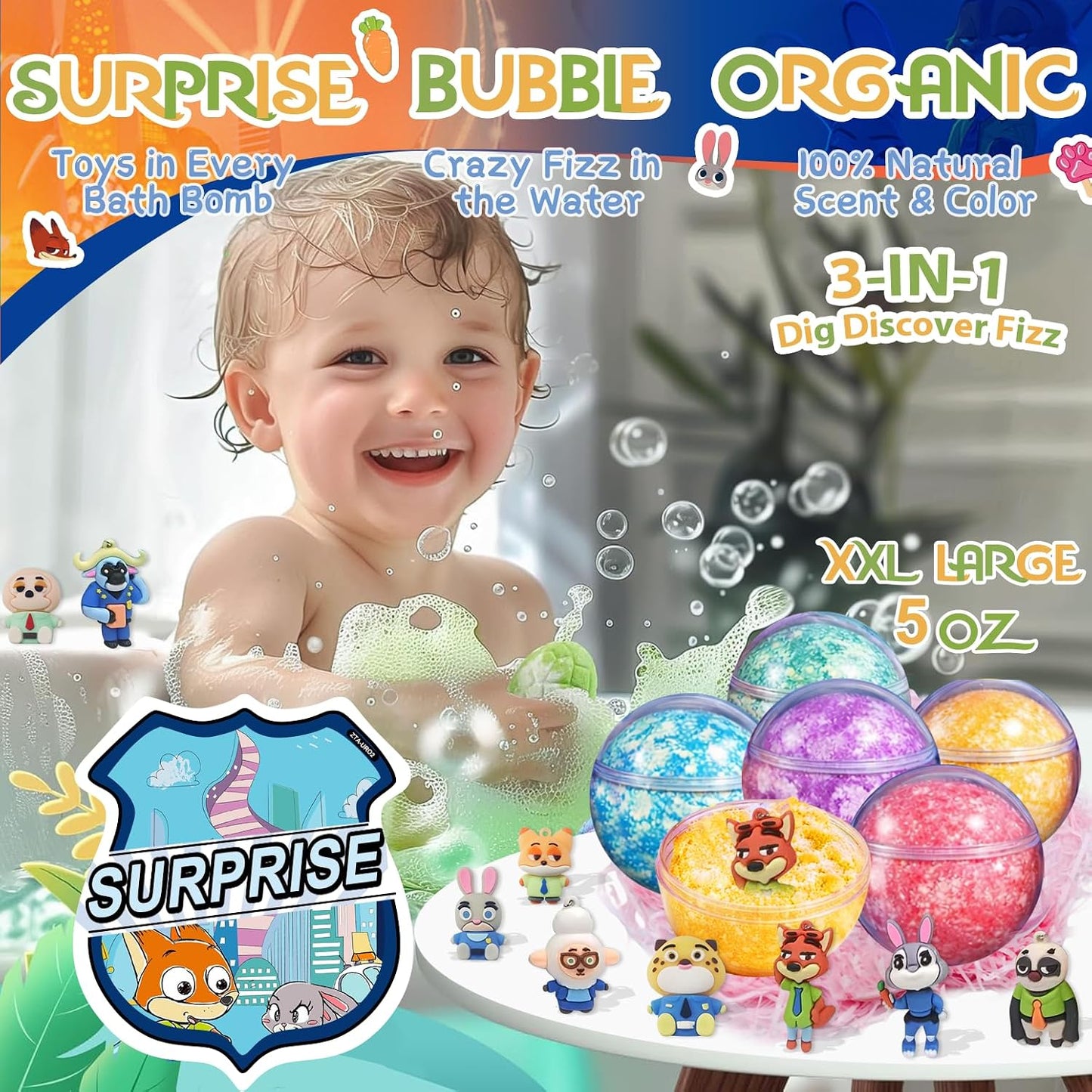 Bath Bombs for Kids: 3 in 1 Zoo City Dig a Bath Bombs with Toys Inside, Organic Bath Bomb Rich in Natural Essential Oils, Kids Bath Bomb for Dry Skin Moisturize, Summer Party Favors for Kids (6 Pcs)
