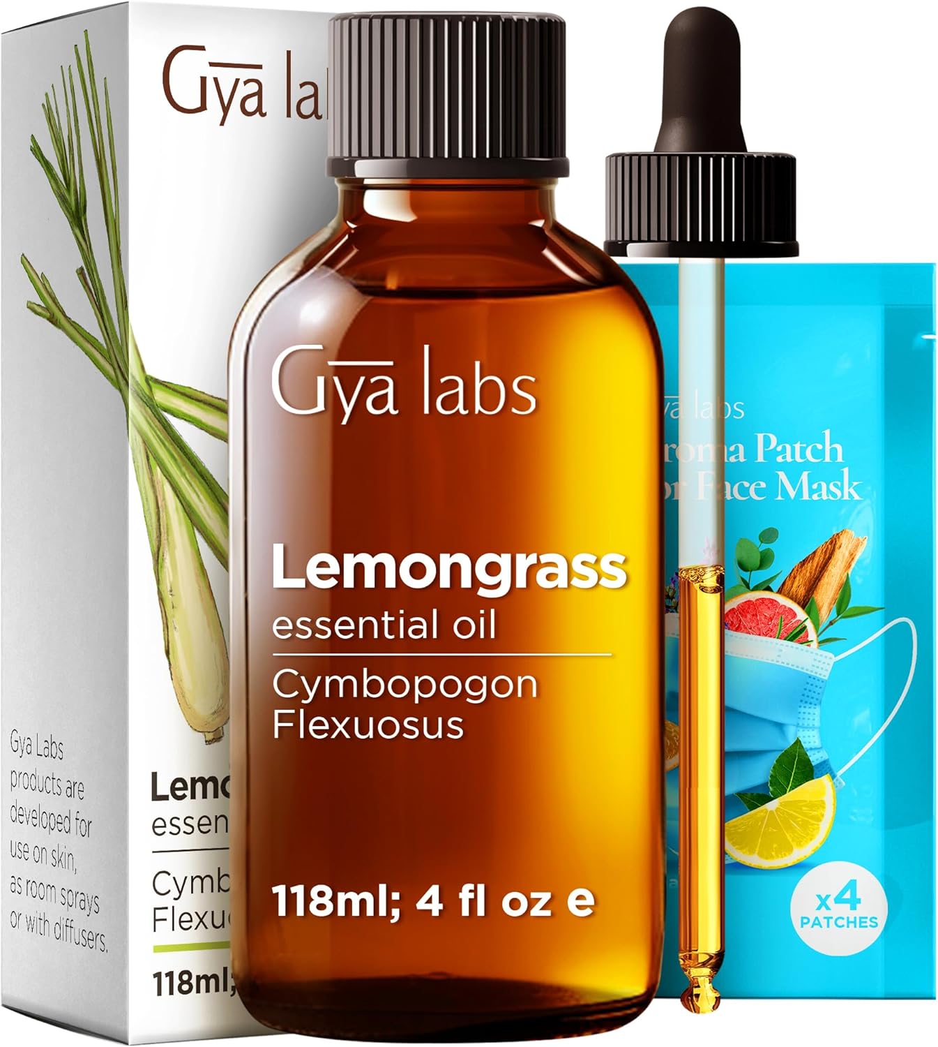 Lemongrass Essential Oil for Diffuser & Lemon Essential Oil for Diffuser Set - Aromatherapy Grade Essential Oils Set - 2x4 fl oz - Gya Labs