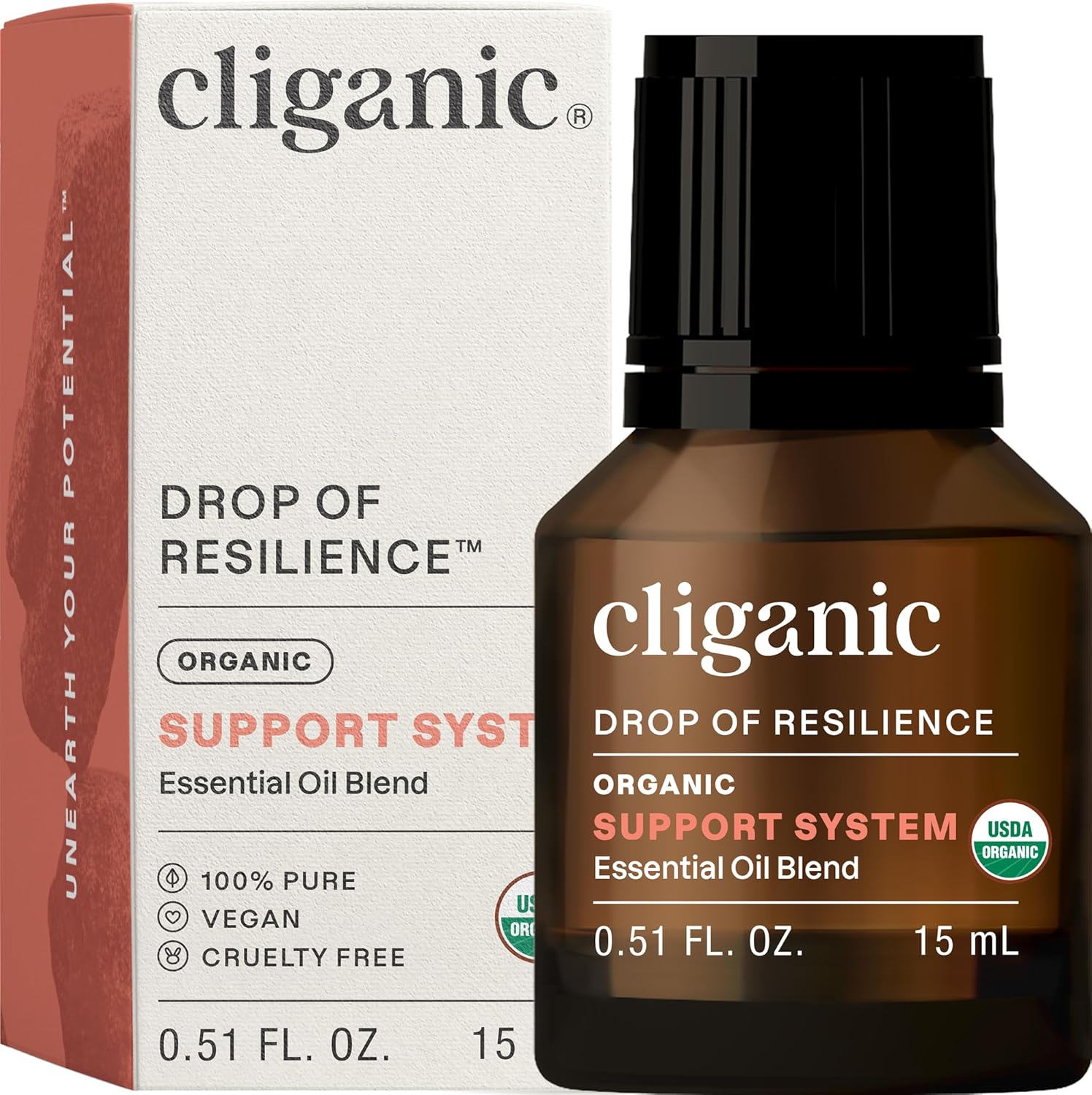 Cliganic Organic Support System Essential Oil Blend, 0.51 FZ