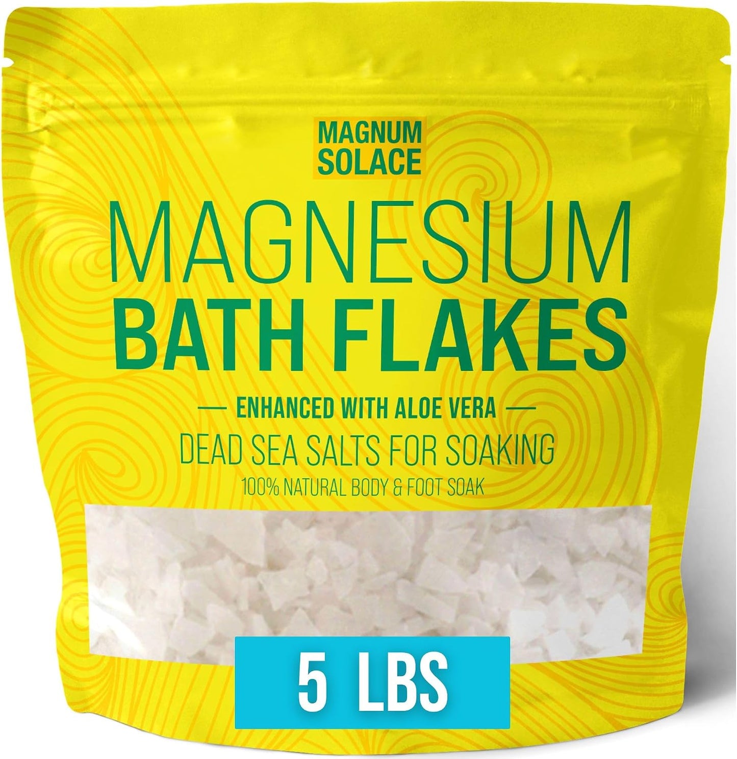 Magnesium Bath Flakes - Dead Sea Salt – Dead Sea Salts for Soaking – Magnesium Flakes for Bath - Enhanced with Aloe Vera (5 Pound)
