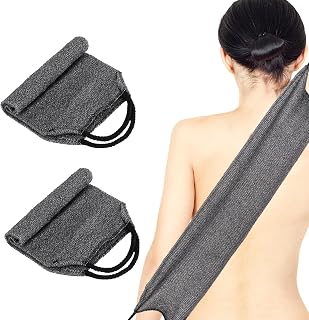 2Pcs Exfoliating Back Scrubber with Handles Body Scrubber Towel for Shower Nylon Back Exfoliator Washcloth Washer for Men Women (Gray)