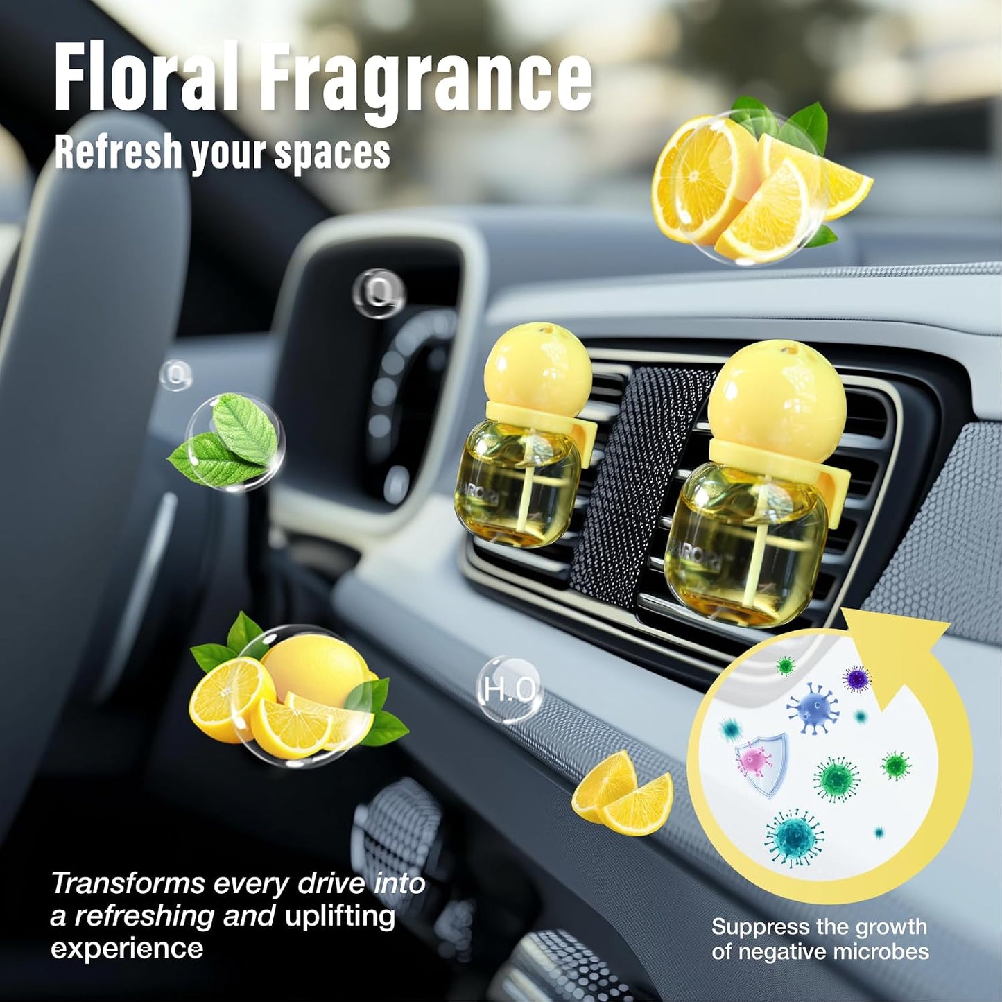 Carori Cute Car Air Freshener 2 Pack, Lightbulb-Shaped Car Fresheners, Automotive Vent Clip, Long Lasting Scent, Essential Oils, Cute Car Accessories for Women, Orange Scent (Lemon)