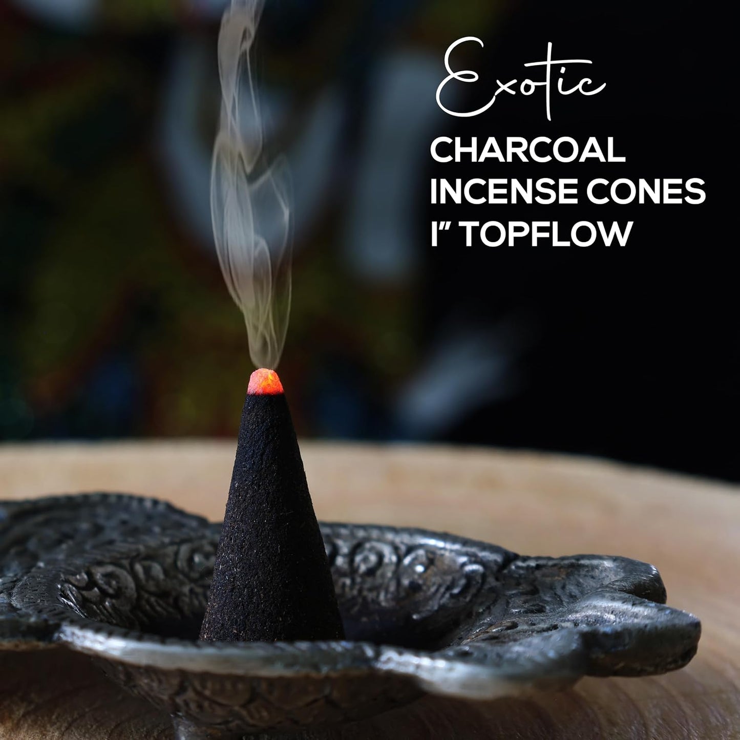 Egyptian Musk Charcoal Incense Cones 1" TOPFLOW - 50 Pack - Natural Scented Cones Handmade Hand Dipped