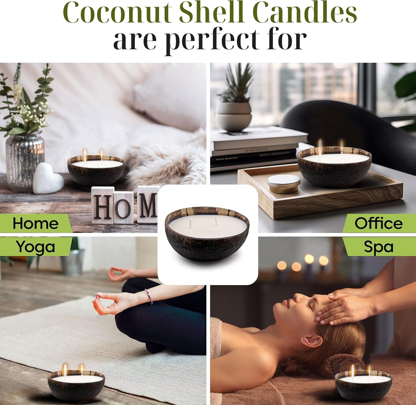 Generic Scented Soy Coconut Shell Candle - Coconut, Vanilla, Lavendar, Lemongrass, and Ocean Breeze Scents - Made with Real Reusable Cocount Shells - (Scent - Lavendar)