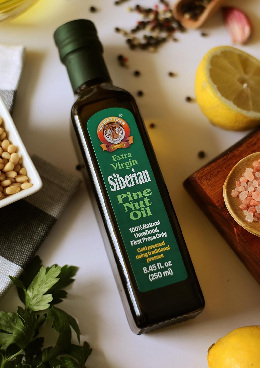 Extra Virgin Siberian Pine Nut Oil, 8.5 oz. Bottle - Premium Quality, Unrefined, 100% Natural - Supports Healthy Digestion and Overall Wellness