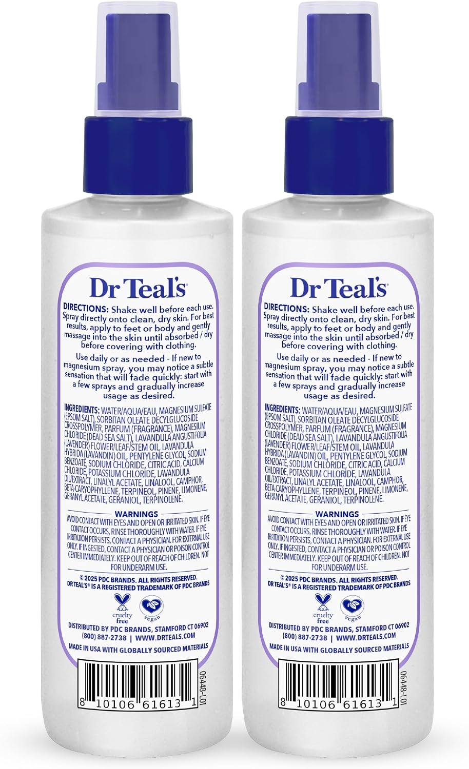 Dr Teal's Magnesium Lavender Spray with Natural Dead Sea Salt, 8 fl oz (Pack of 2)
