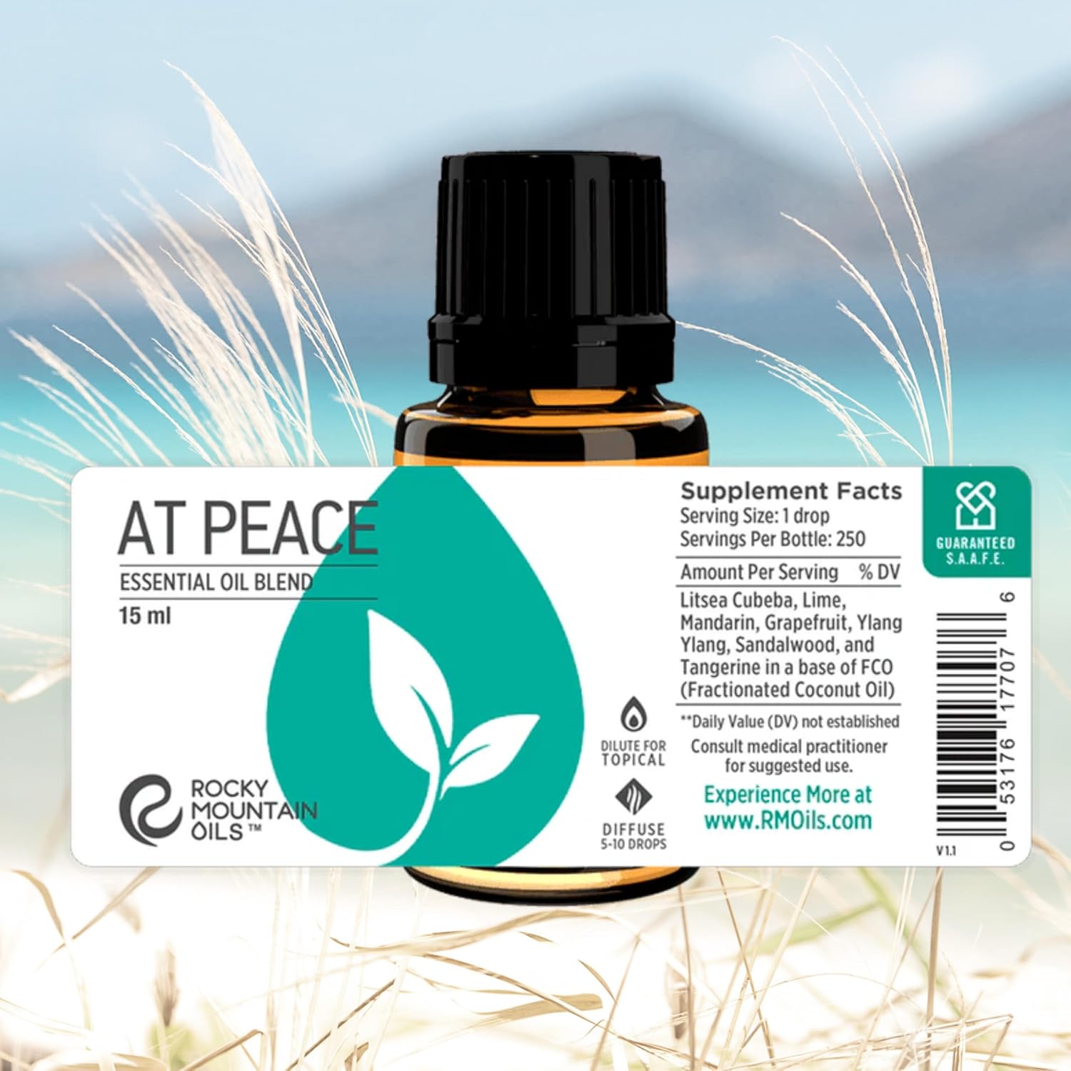 Rocky Mountain Oils at Peace Essential Oil Blend with Essential Oils - Aromatherapy Oils for Diffuser and Topical - Relaxing and Calming Essential Oils - 15ml