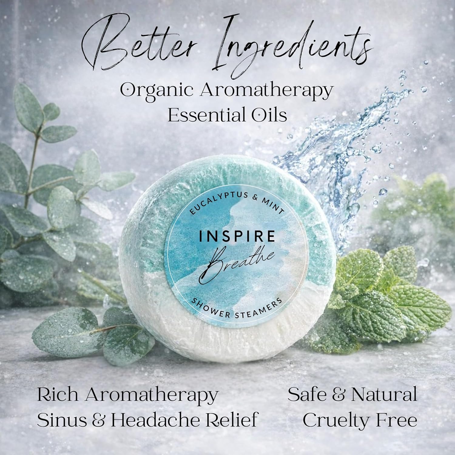 EvolutionUSA Inspire Breathe Shower Steamers – 15 Mint & Eucalyptus Shower Steamers for Women & Men, Vapor Shower Tablets, Self Care Shower Bombs, Luxury Gift for Christmas or Birthday, Spa Gift